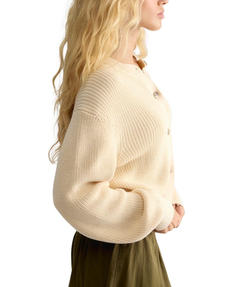 Women's Vienna Ribbed-Knit Crewneck Cardigan Sweater