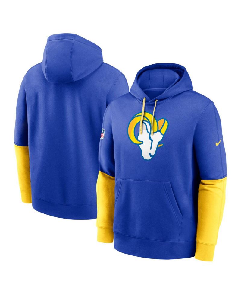 Men's Royal Los Angeles Rams 2024 Sideline Club Pullover Hoodie