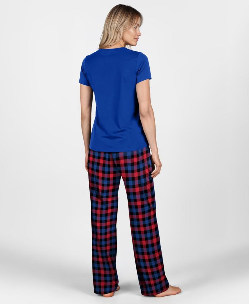 Women's 2-Piece Set Buffalo Bills Highland Plaid Short-Sleeve T-Shirt and Pajama
