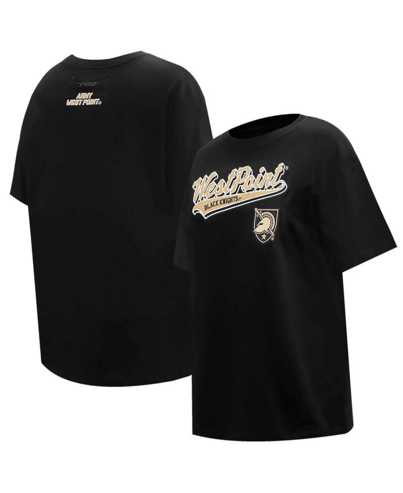 Women's Black Army Black Knights Script Tail Oversized Boyfriend T-Shirt