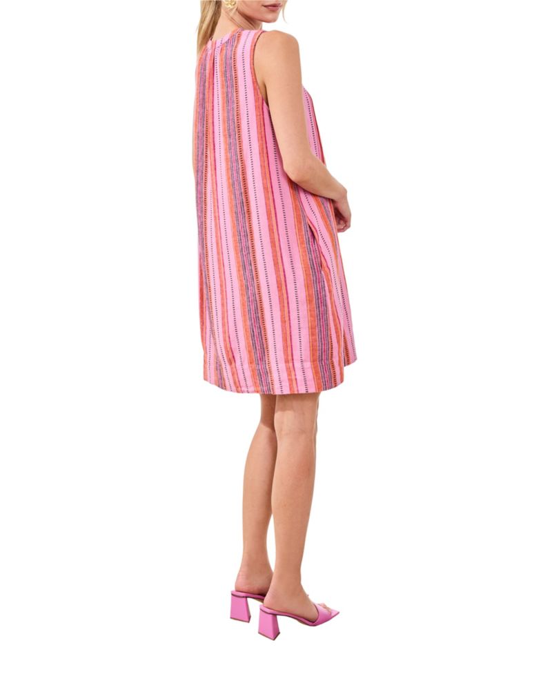 Women's Yarn-Dye Sleeveless Dress with Pintuck Detail