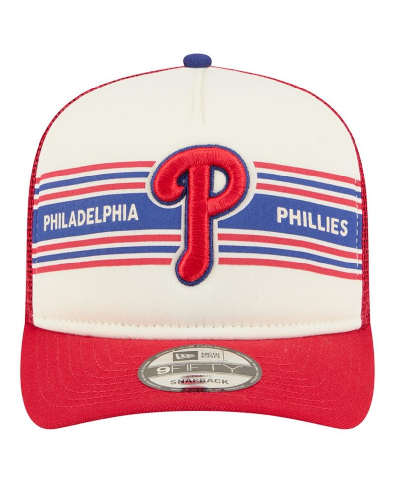 Men's Cream/Red Philadelphia Phillies Banner A-Frame 9FIFTY Trucker Snapback Hat