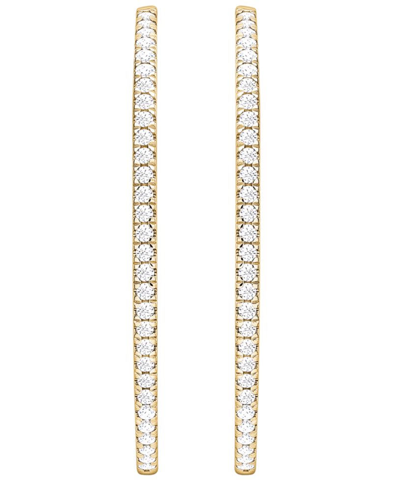 Diamond Hoop Earrings (1 ct. t.w.) in 14k White or Yellow Gold