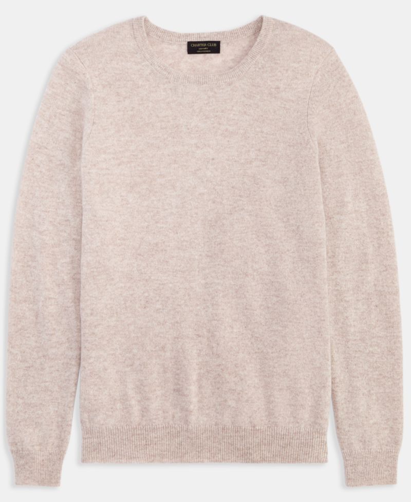 100% Cashmere Women's Petite Long-Sleeve Crewneck Sweater