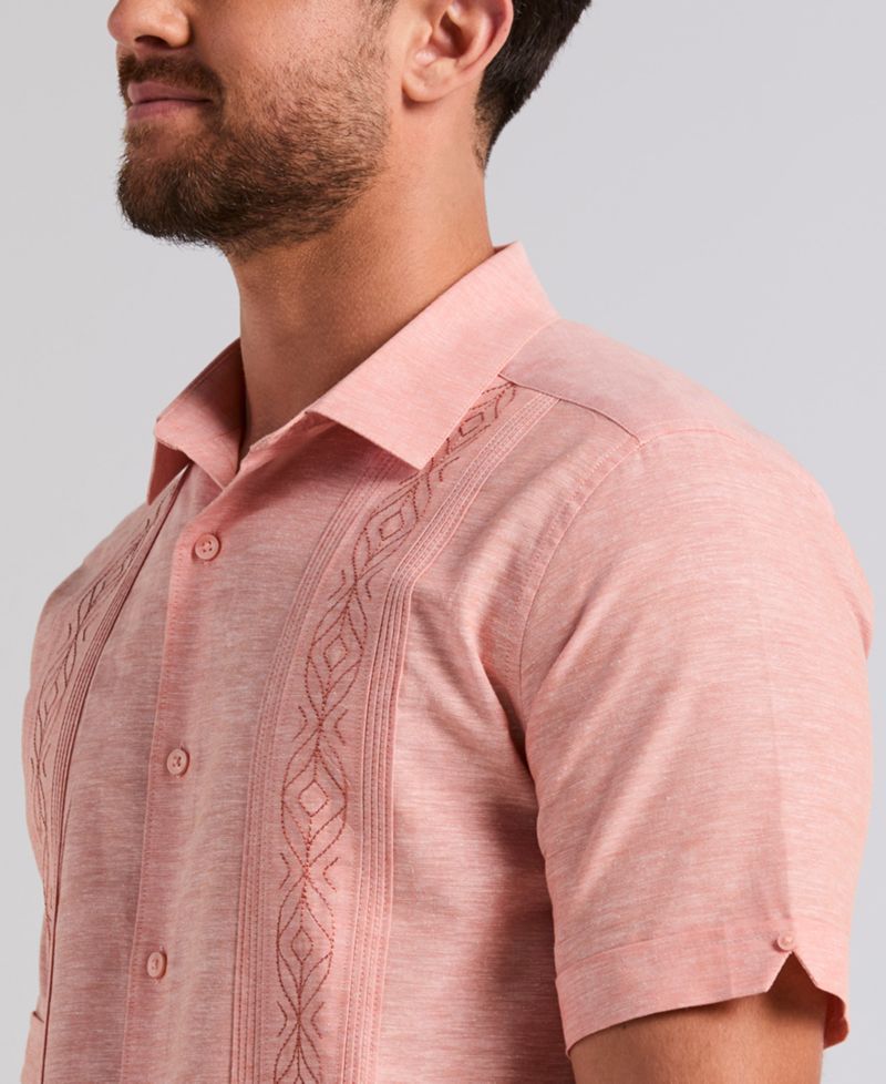 Men's Embroidered Linen Blend Shirt