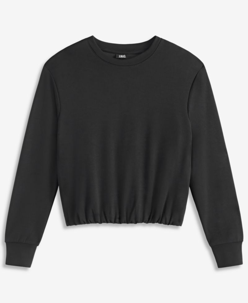 Petite Crewneck Bubble-Hem Top