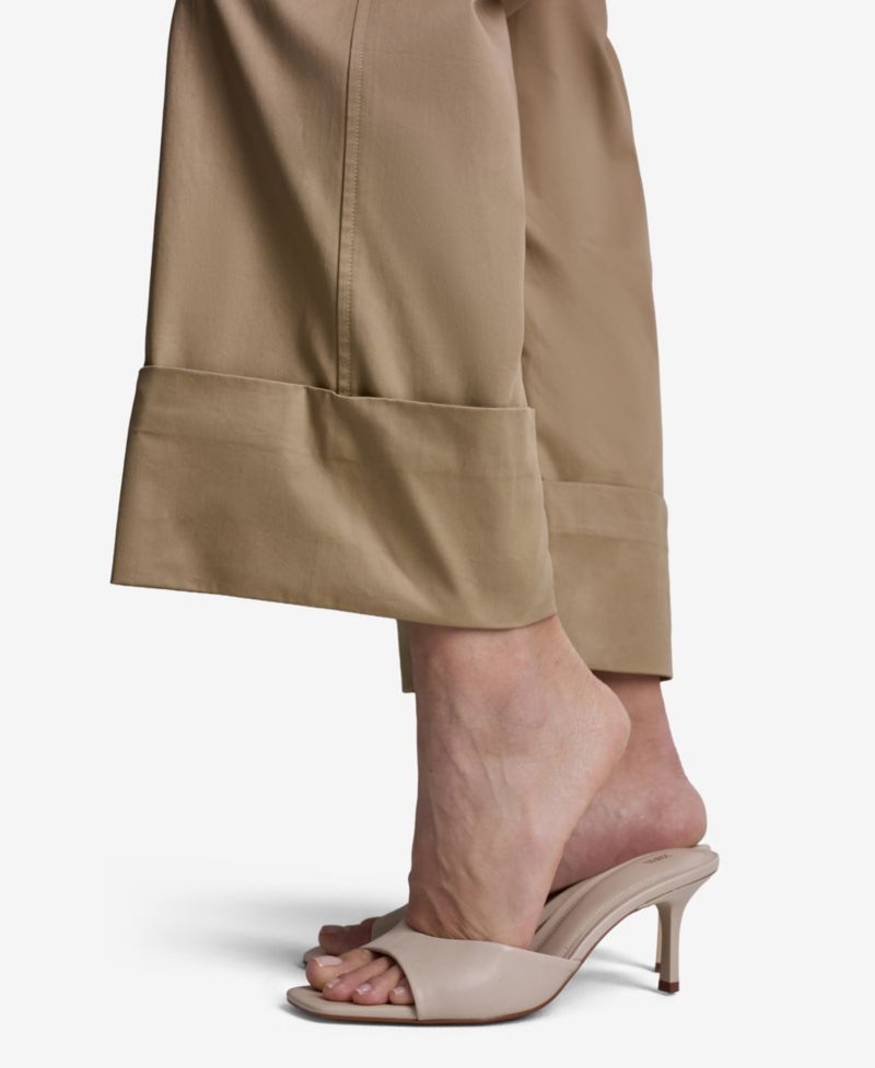 Women's Cuffed Wide-Leg Cropped Pants
