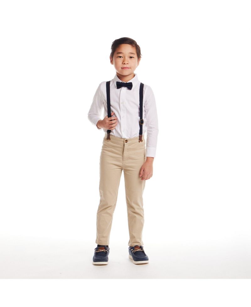 Toddler Boys Toddler/Child White Buttondown Bowtie and Suspenders Set