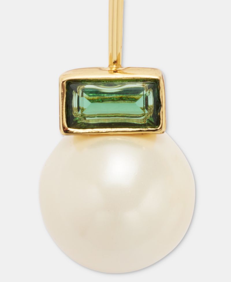 Baguette Stone & Imitation Pearl Drop Earrings