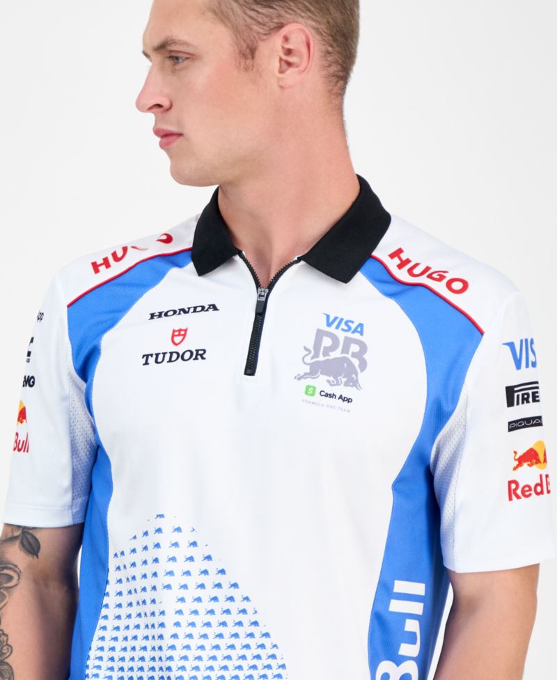 Men's Short Sleeve Sponsor Logos Graphic Polo Shirt