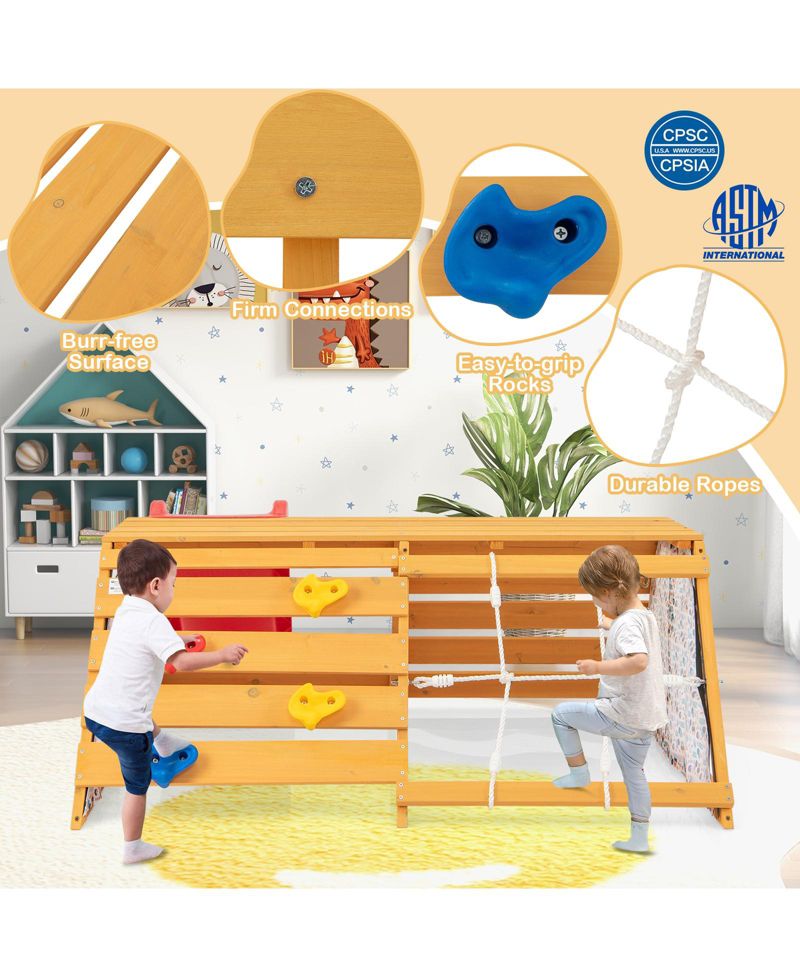 5-in-1 Wooden Indoor Jungle Gym Play Center