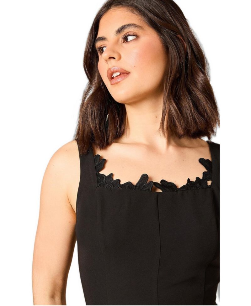 Women's Lace Godet Square Neck Mini Dress