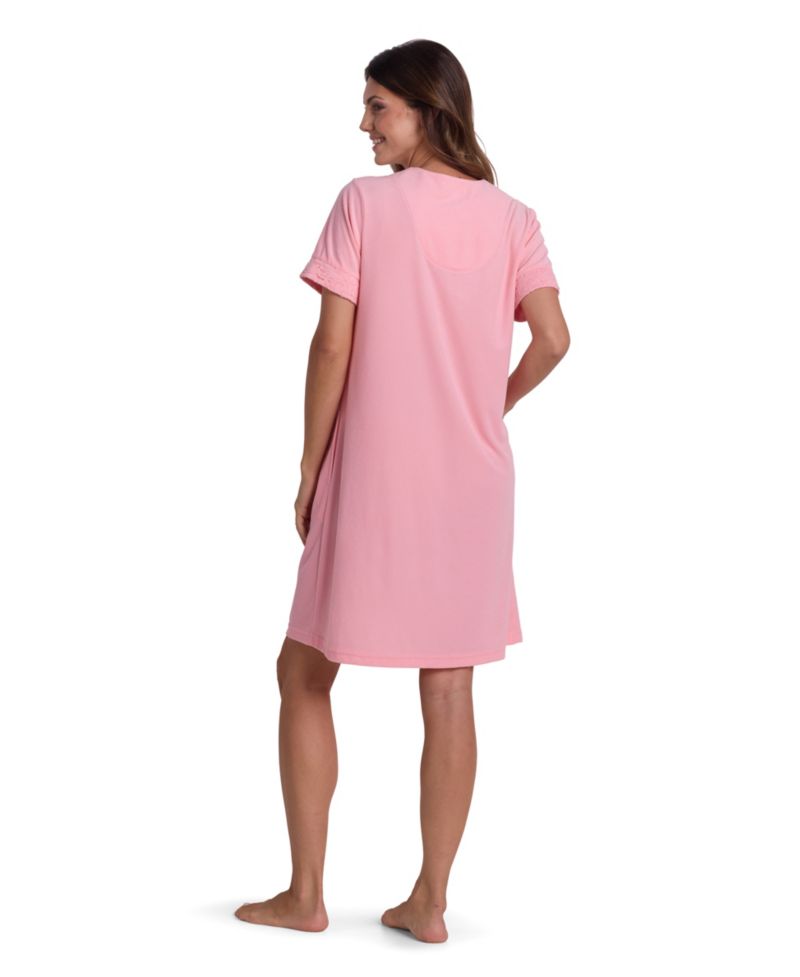 Women's Short-Sleeve Solid Short Grip Robe