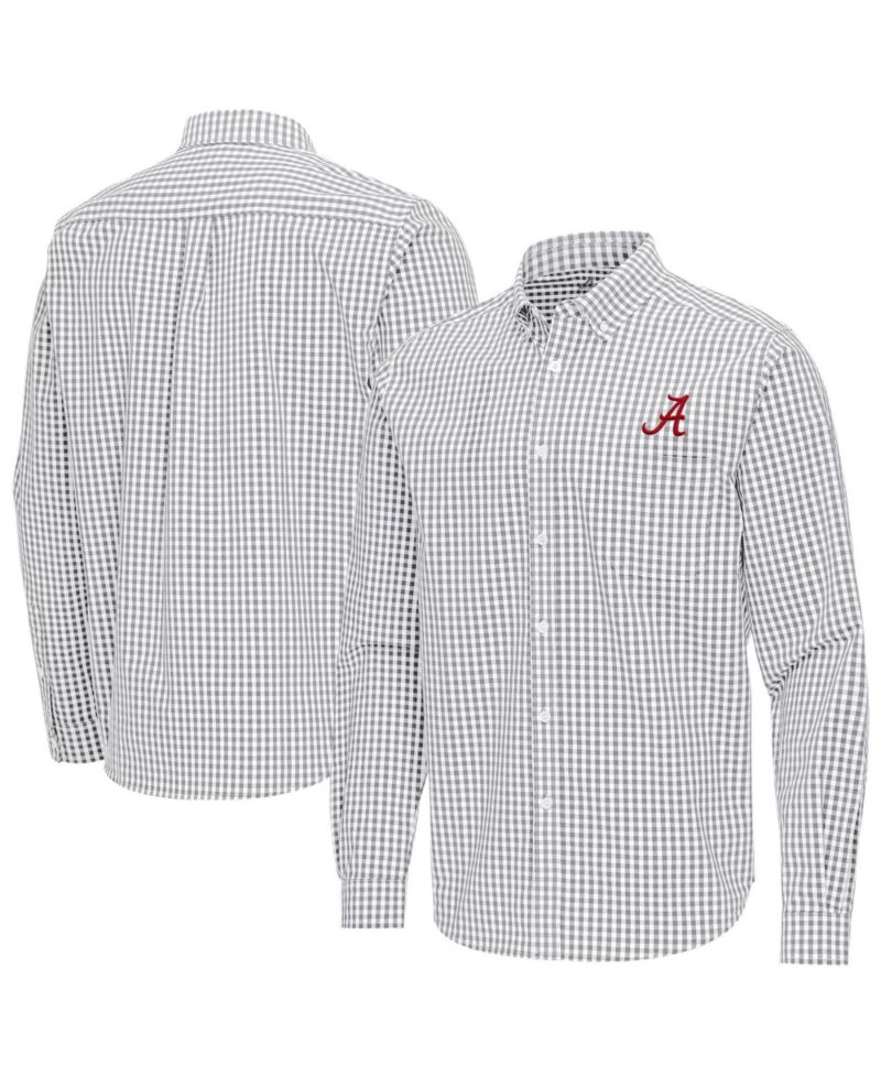 Men's Gray Alabama Crimson Tide Ellis Woven Tri-Blend Long Sleeve Button-Down Shirt