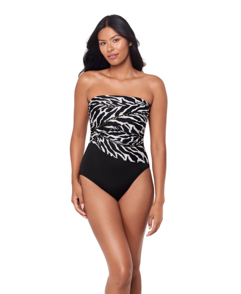 Women's Sand Tracks Goddess Underwire Bandeau Neck One-Piece Swimsuit