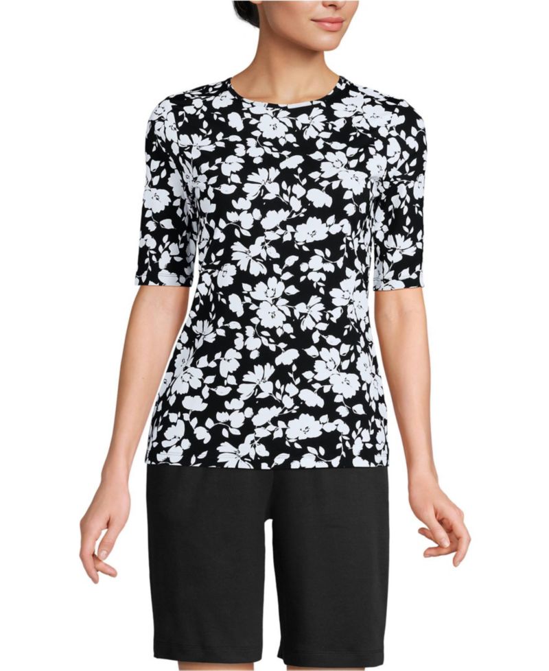 Women's Elbow Sleeve Crewneck Garden Tee- Sunshade UPF 50 Quick Dry
