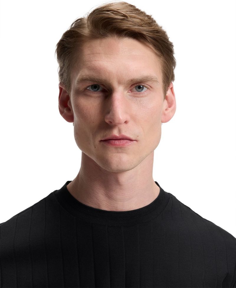 Men's Mercerised-Cotton Structured Stripe T-Shirt