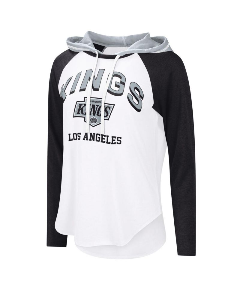 Women's White/Black Los Angeles Kings VIP Raglan Long Sleeve Hoodie T-Shirt
