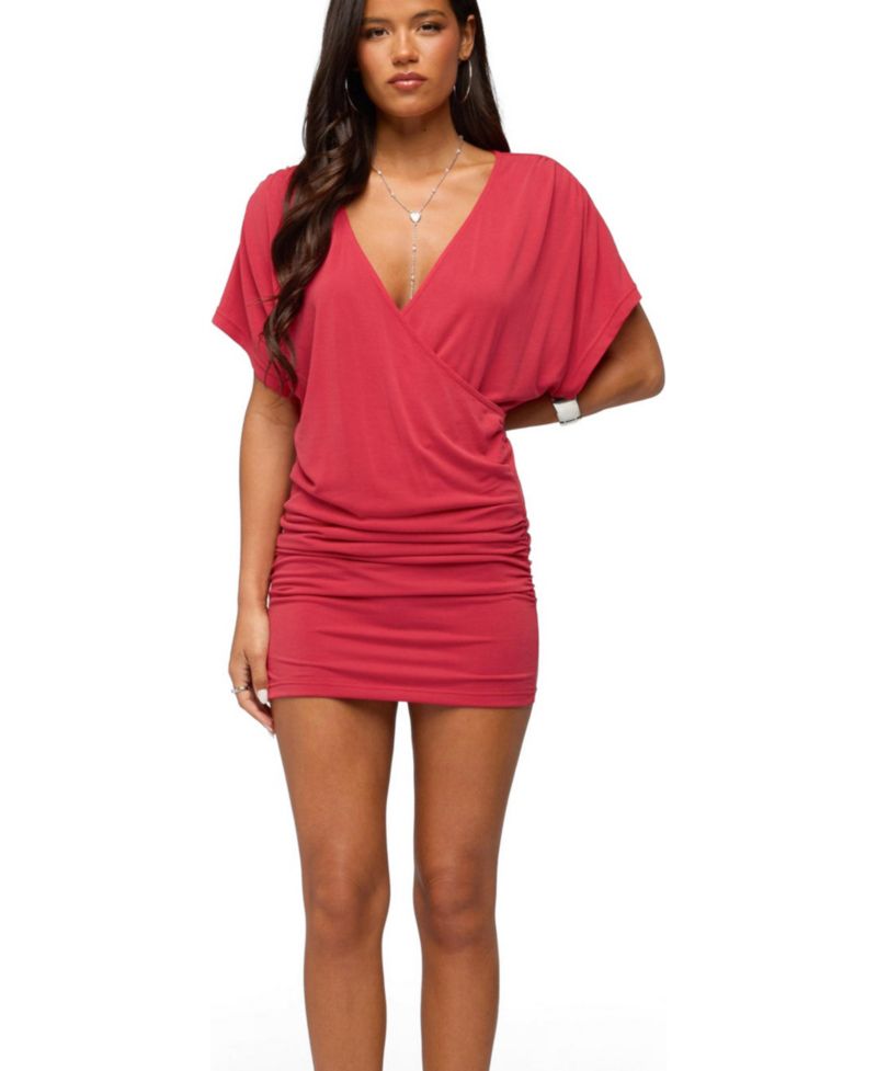 Women's Yaara Wrap Mini Ruched Body-Con Dress