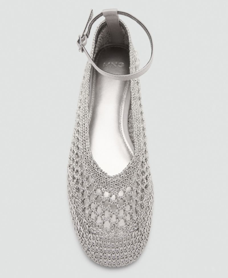 Women's Ankle Strap Crocheted Ballet Flats