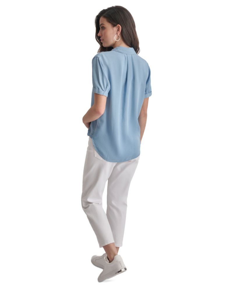 Petite Rolled Short-Sleeve Button-Up Shirt