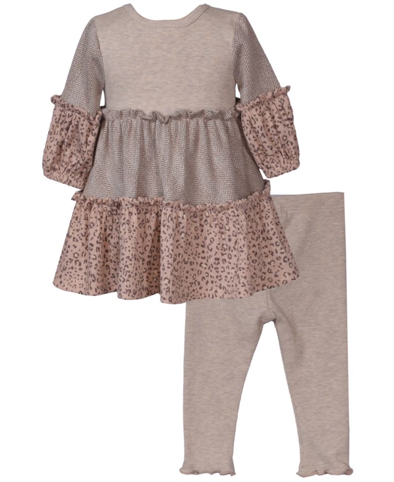 Baby Girls' Animal Print Long-Sleeve Top and Leggings, 2-Piece Set
