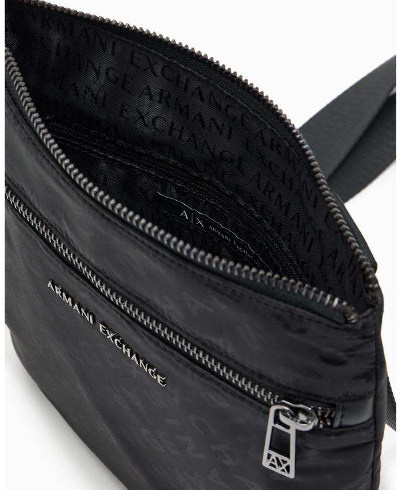 Men's Satin Jacquard Allover Logo Crossbody Bag