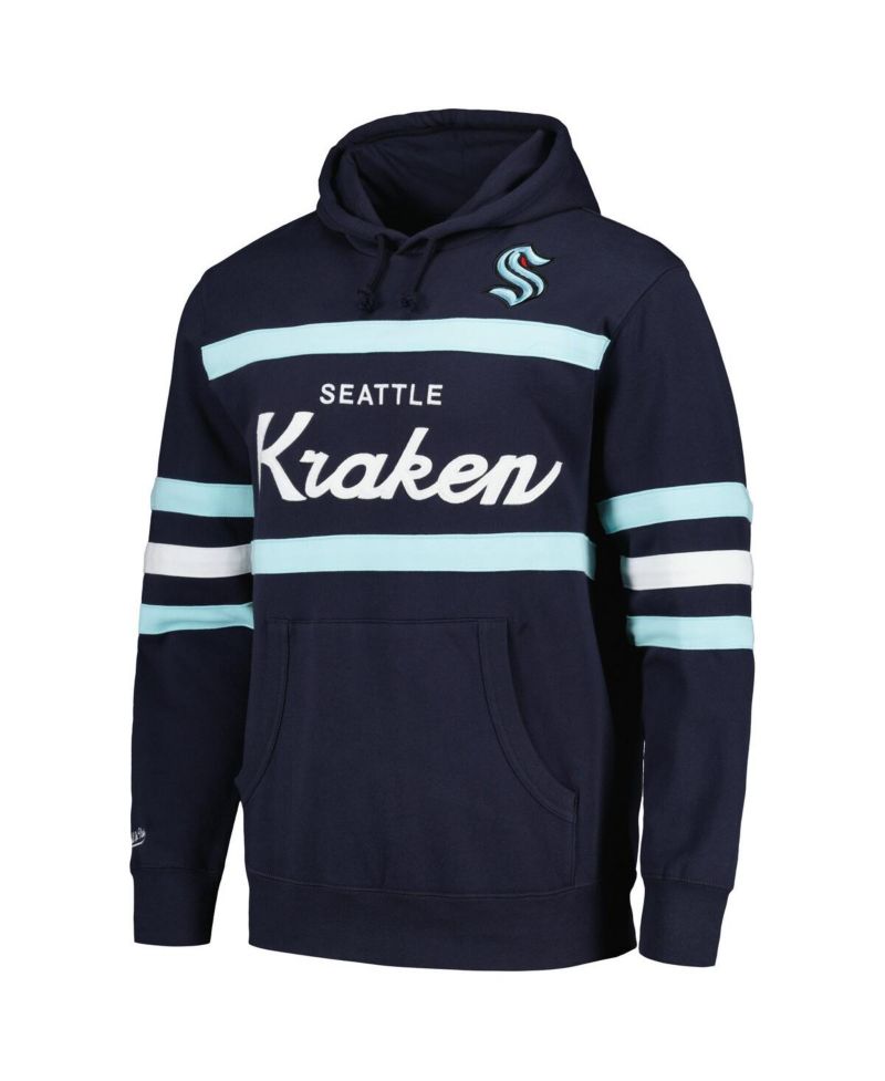 Men's Deep Sea Blue Seattle Kraken Head Coach Pullover Hoodie
