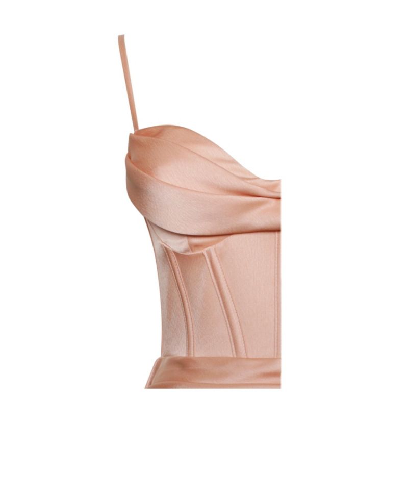 Women's Elayna Blush Strappy Satin Corset High Slit Gown