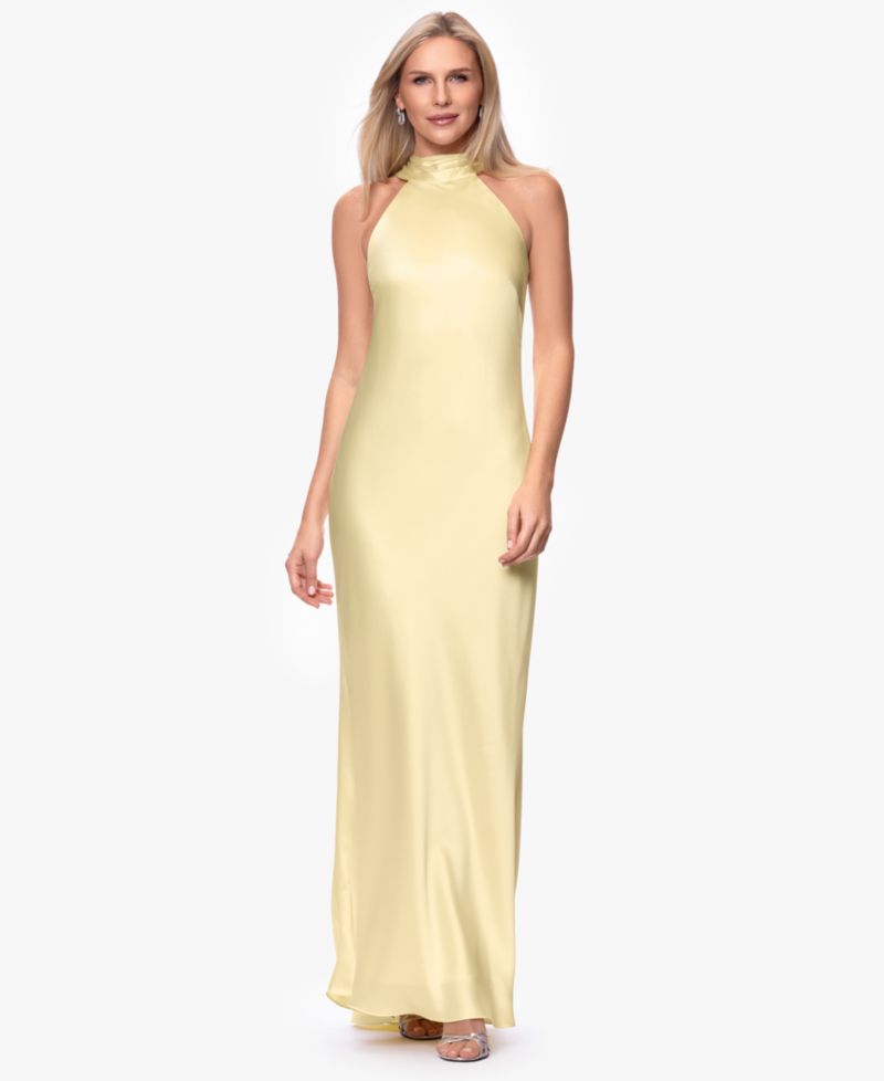 Petite Sleeveless Tie-Neck Long Gown