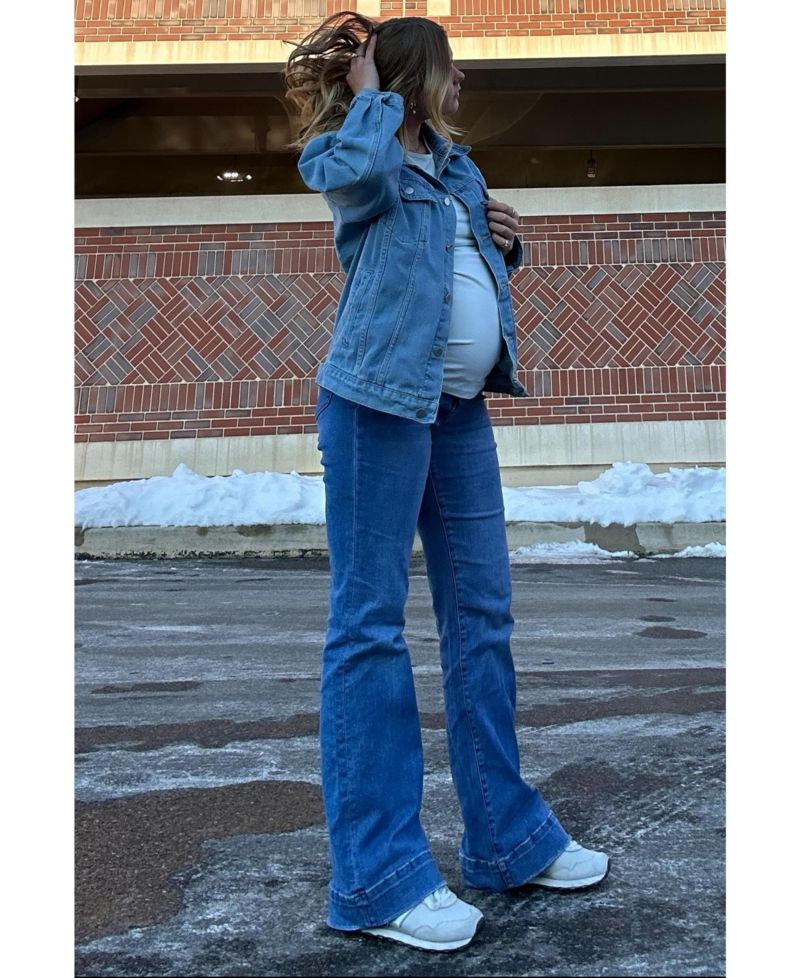 Women's Blue Wide Hem Flare Jeans
