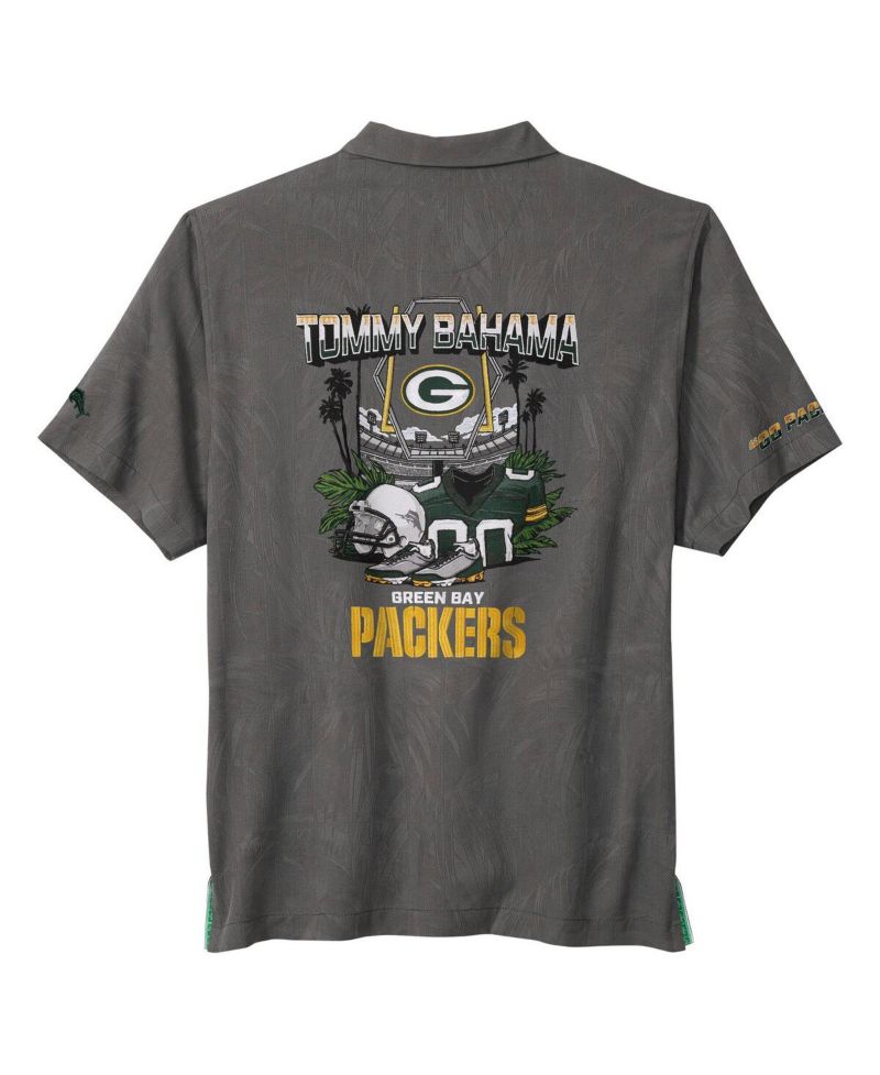 Men's Gray Green Bay Packers Endzone Paradise COOLMAX Button-Up Shirt