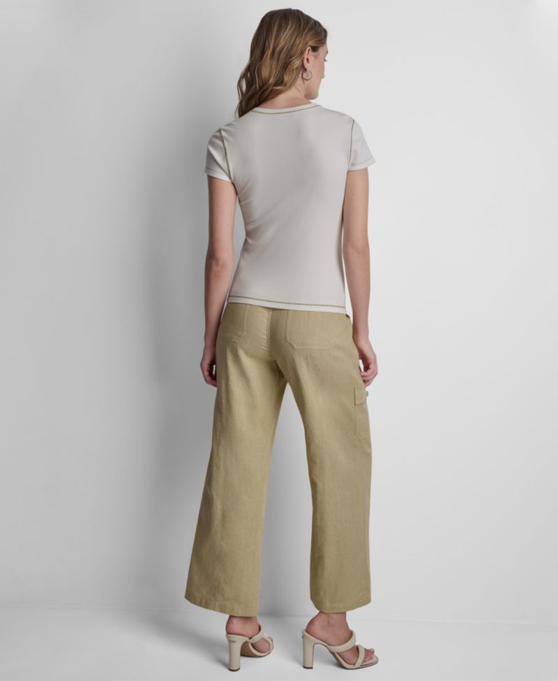 Women's Crewneck Contrast Stitch Top