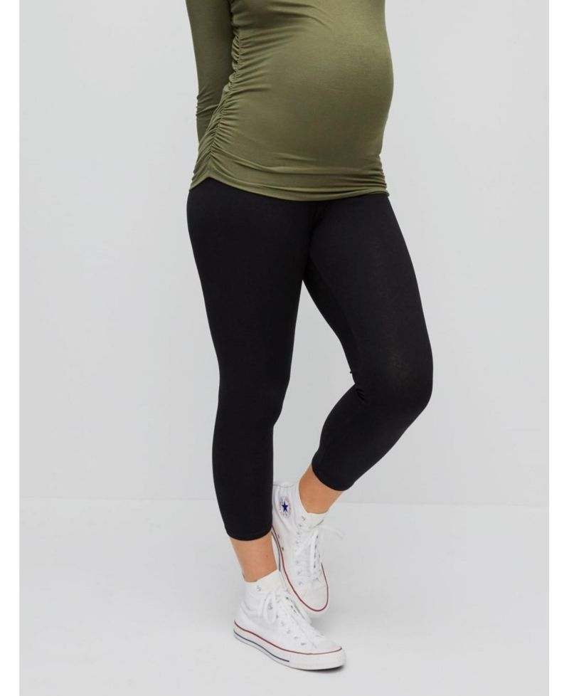 Women's Basic Secret Fit Belly Crop Leggings - Black - Size: Large - Motherhood