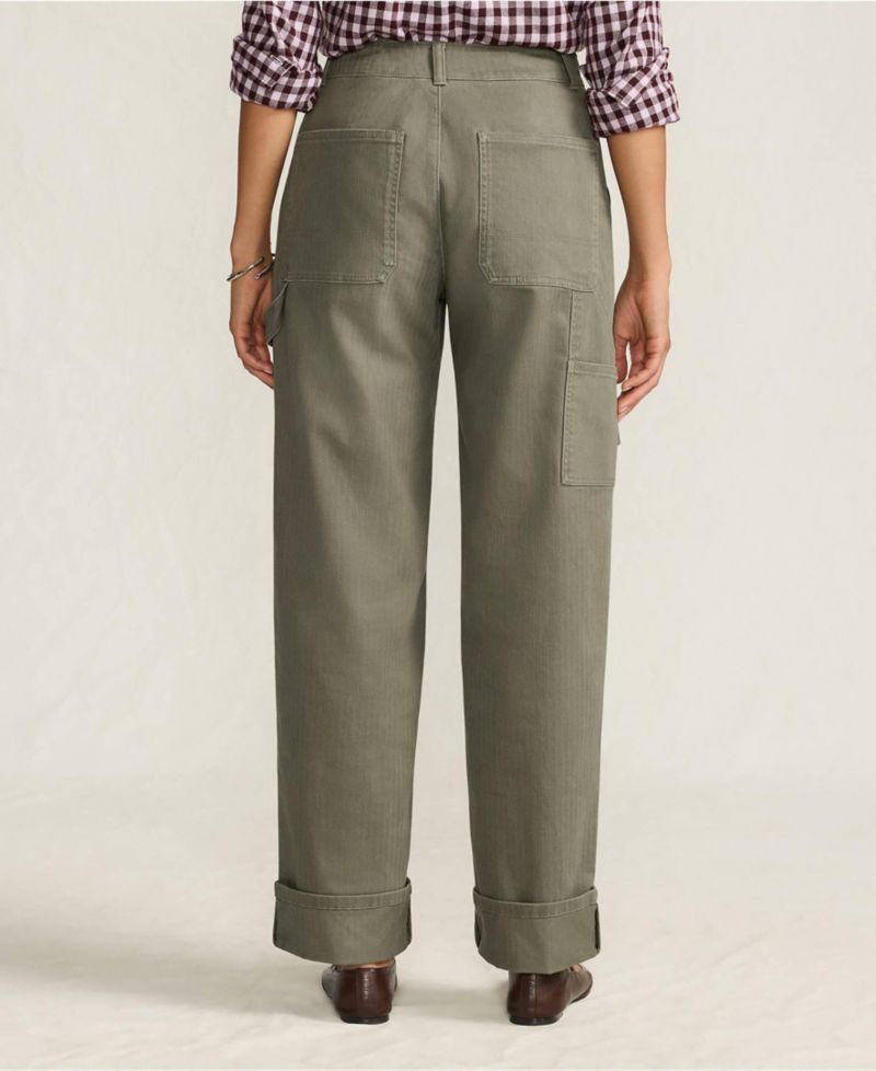 Petite Chino Mid Rise Straight Leg Cargo Ankle Pants
