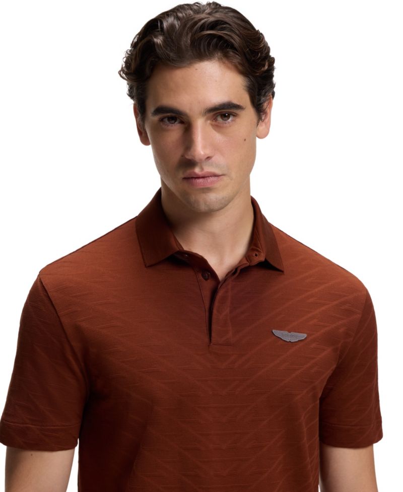 x Aston Martin Men'sCotton Mercerized Cotton Jacquard Regular-Fit Polo Shirt