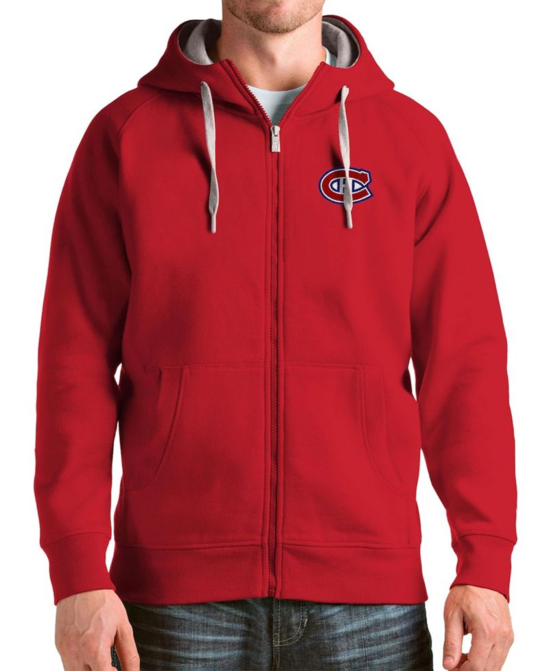 Men's Red Montreal Canadians Logo Victory Full-Zip Hoodie