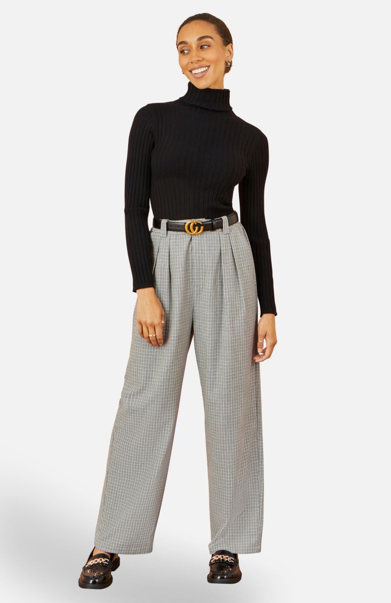Women's Check Wide Leg Trousers