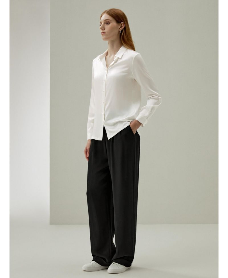 Women's Classic Pearl Button Silk Shirt