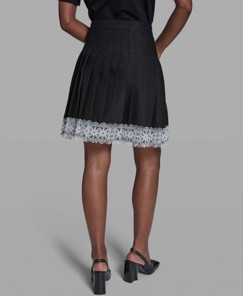 Women's Pleated Lace Trim Skirt