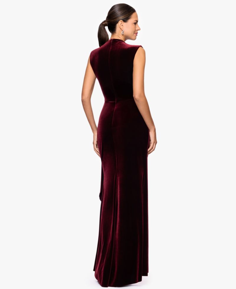 Women's Cherie Long Velvet Mock Neck Gown