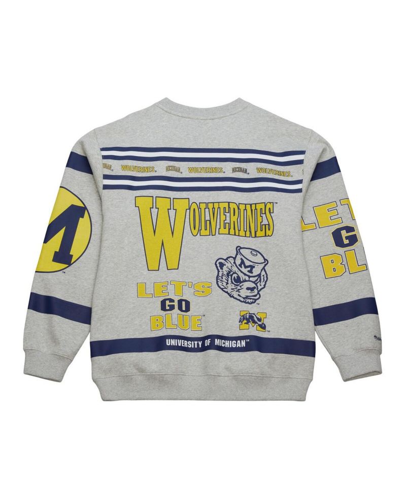Men's Gray Michigan Wolverines All Over Print Sweatshirt