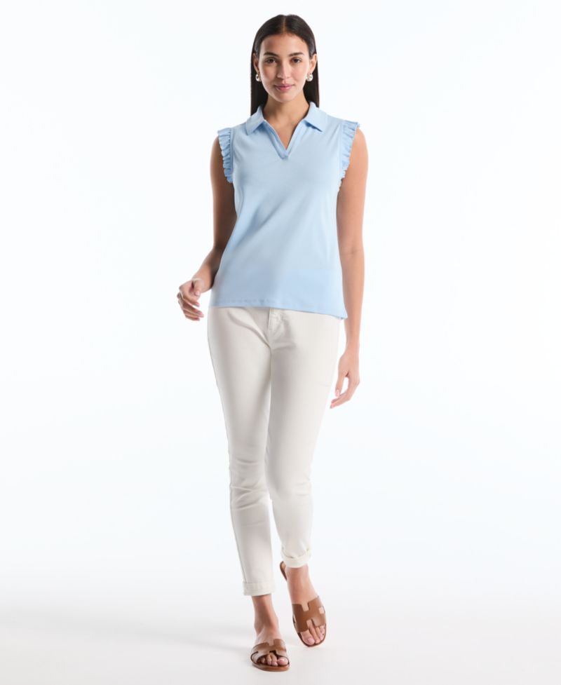 Petite Ruffle Sleeveless Polo Shirt