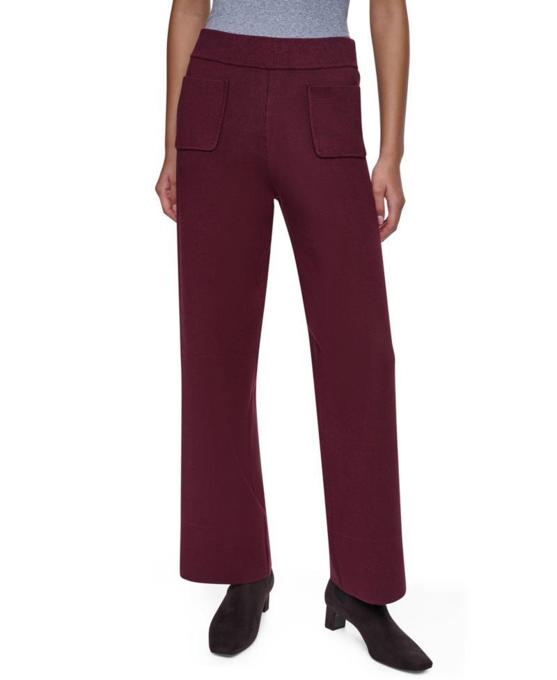 Women's Front Pocket Essentials High-Waisted Wide-Leg Pull-On Pants