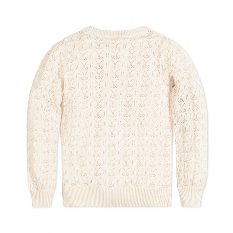 Baby Girls Hope and Henry Long Balloon Sleeve Pointelle Pullover Sweater