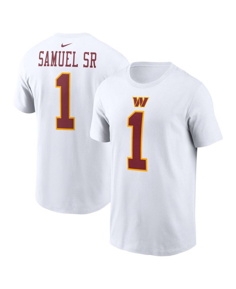 Men's Deebo Samuel Sr White Washington Commanders Player Name & Number T-Shirt