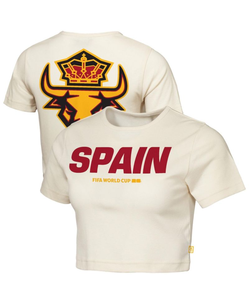 Women's Natural Spain FIFA World Cup 2026 Elote Squad Cropped T-Shirt