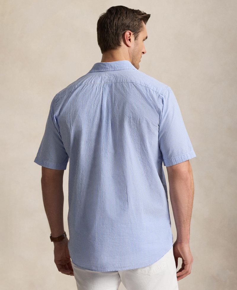 Men's Big & Tall Striped Short-Sleeve Seersucker Shirt