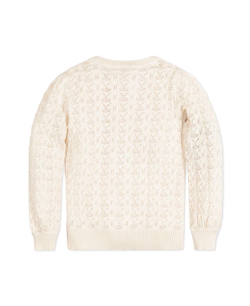 Baby Girls Hope and Henry Long Balloon Sleeve Pointelle Pullover Sweater