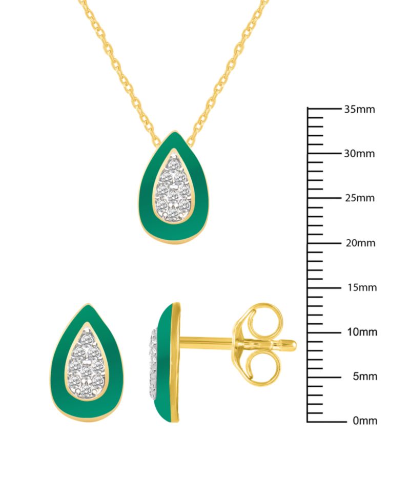 Crystal Enamel Necklace and Earring Set, 2-Piece